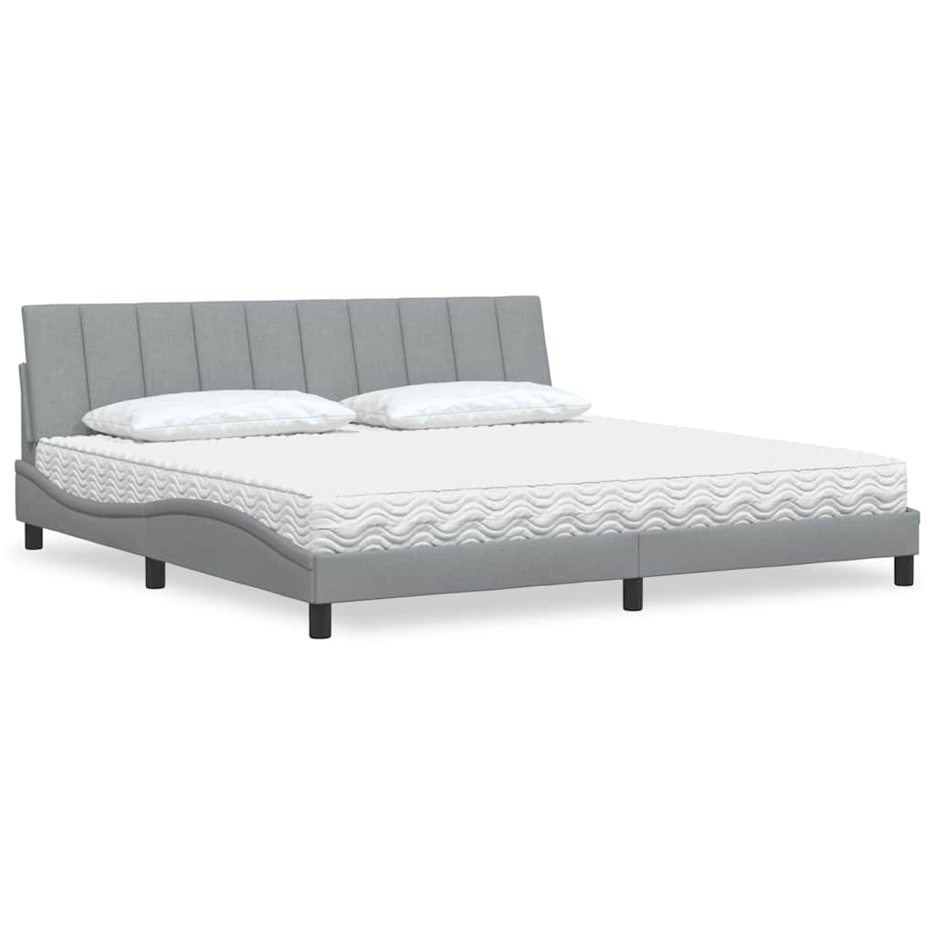 Krevet s madracem Hanko svjetlosivi 200 x 200 cm od tkanine