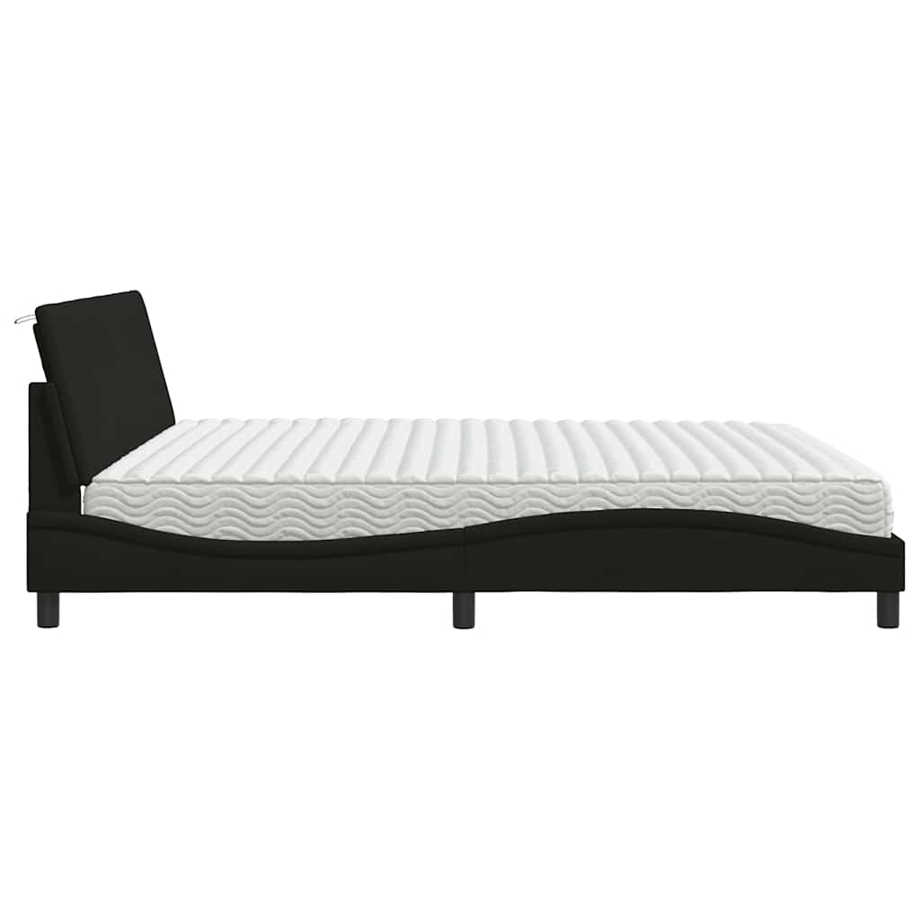 Krevet s madracem Hanko crni 200x200 cm od tkanine