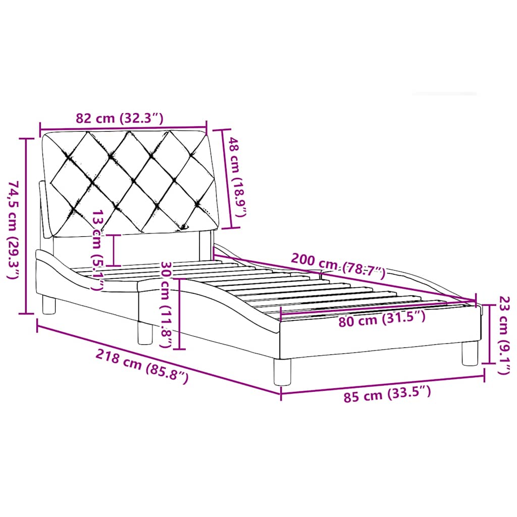 Okvir kreveta bez madraca Krem 80x200 cm Tkanina