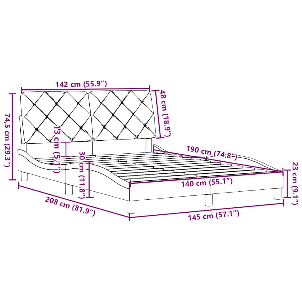 Okvir za krevet bez madraca crni 140 x 190 cm od tkanine