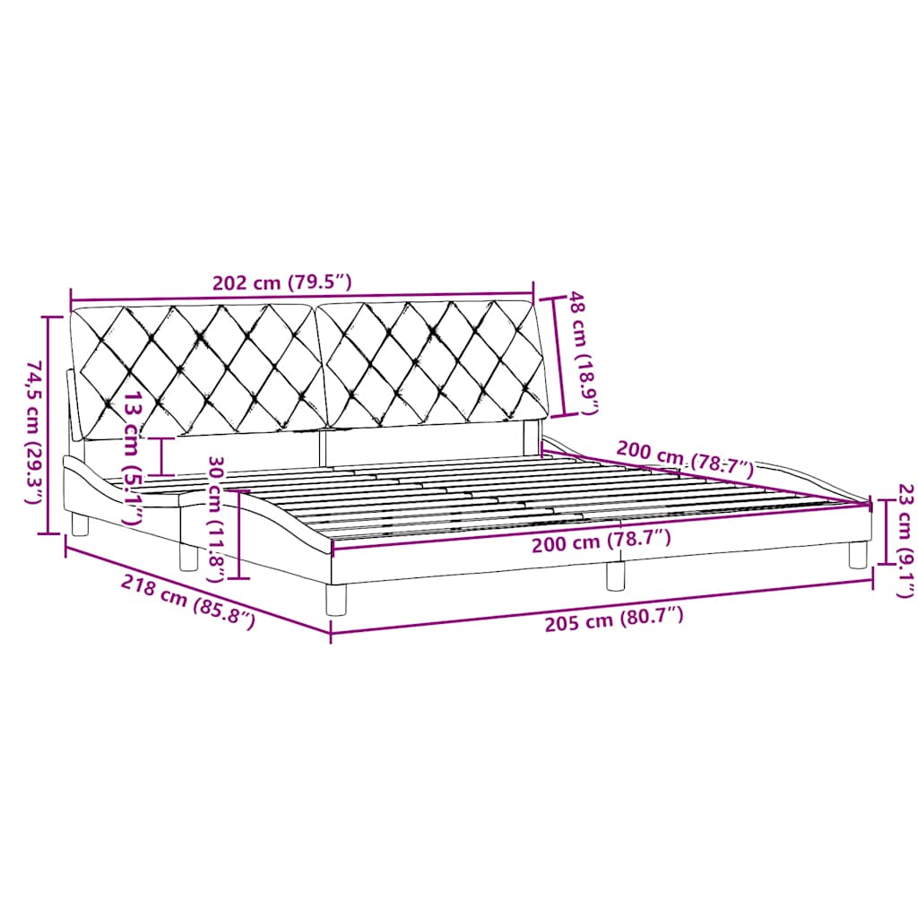 Okvir za krevet bez madraca krem 200x200 cm od tkanine