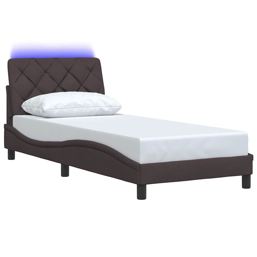 Okvir za krevet s LED rasvjetom bez madraca tamnosmeđi 80x200 cm tkanina