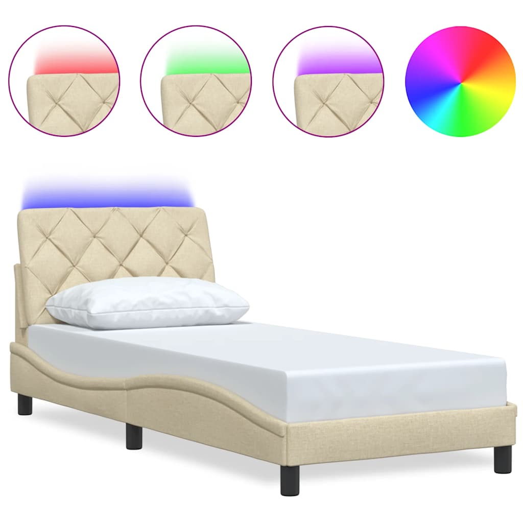 Okvir kreveta s LED-om bez madraca krem 80x200 cm Tkanina