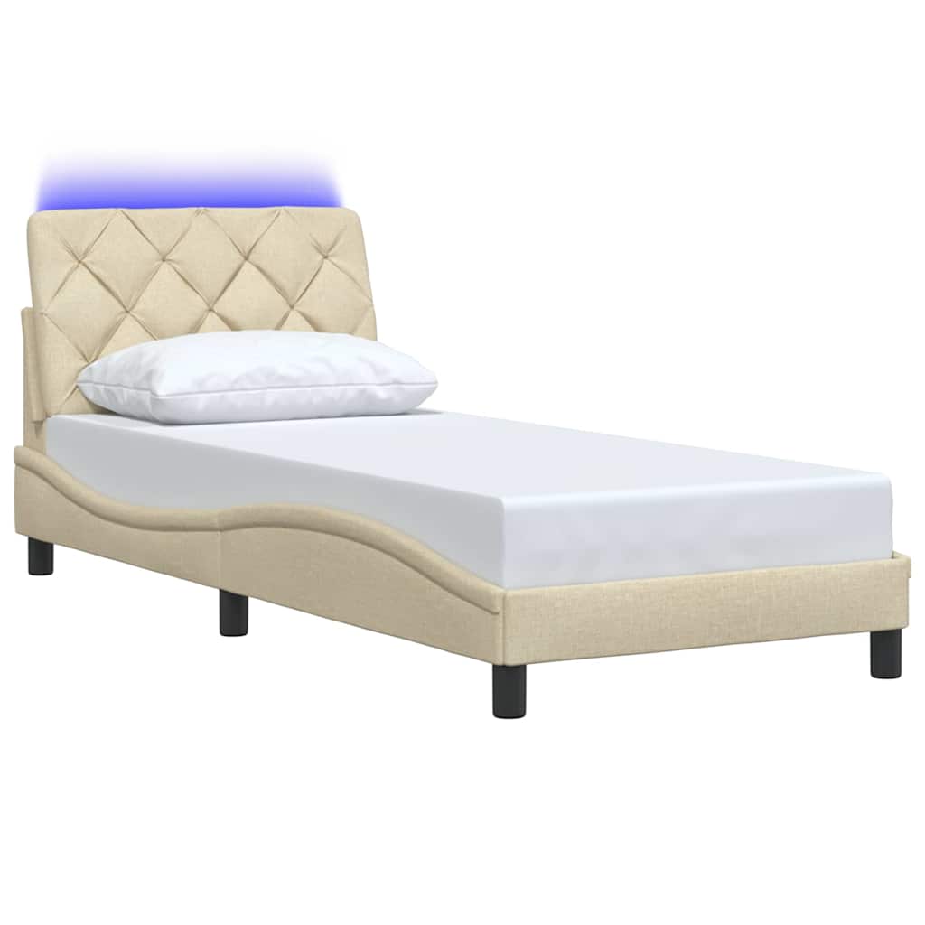 Okvir kreveta s LED-om bez madraca krem 80x200 cm Tkanina