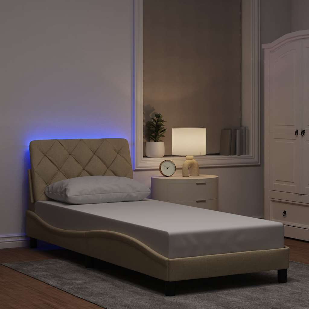 Okvir kreveta s LED-om bez madraca krem 80x200 cm Tkanina