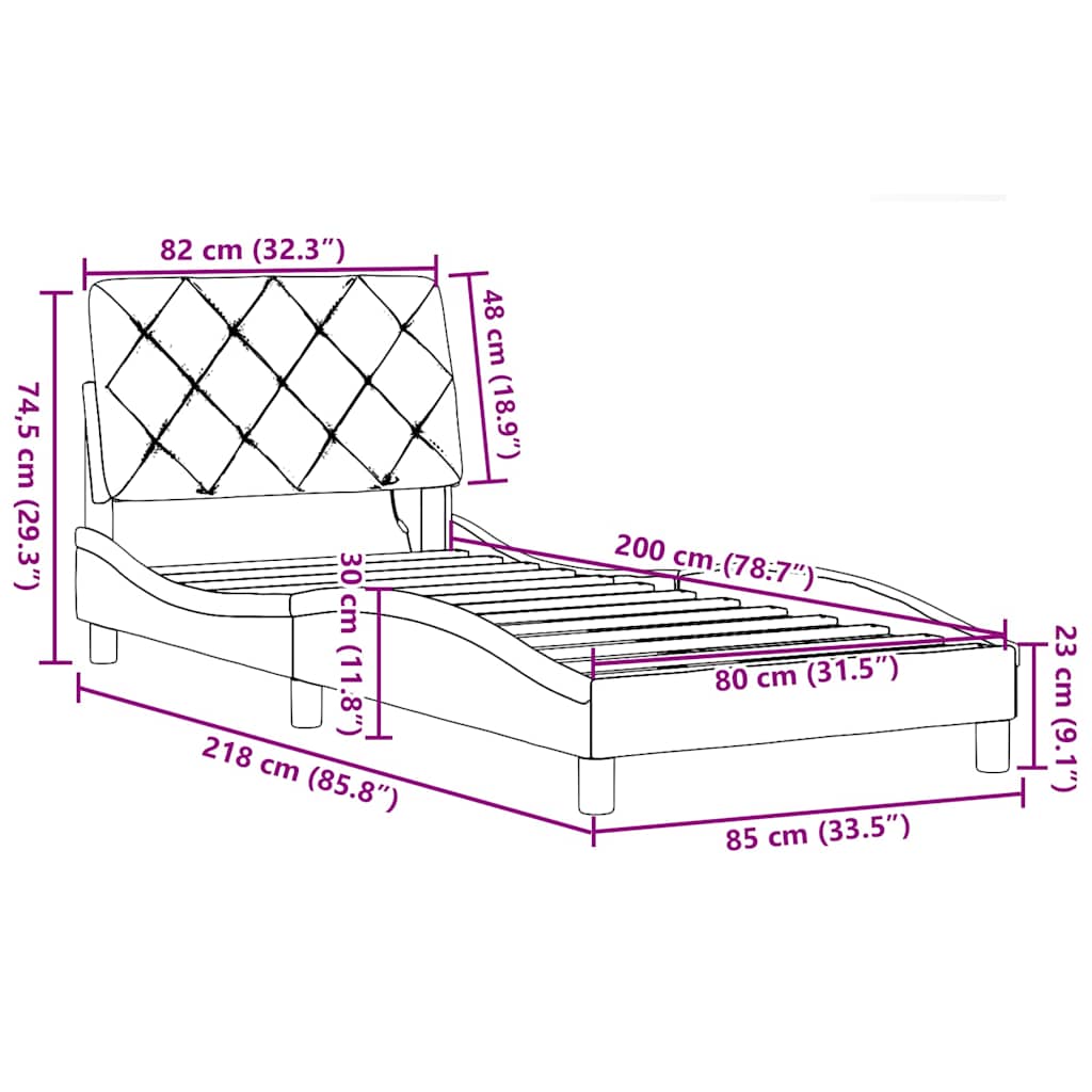 Okvir kreveta s LED-om bez madraca plava 80x200cm od tkanine