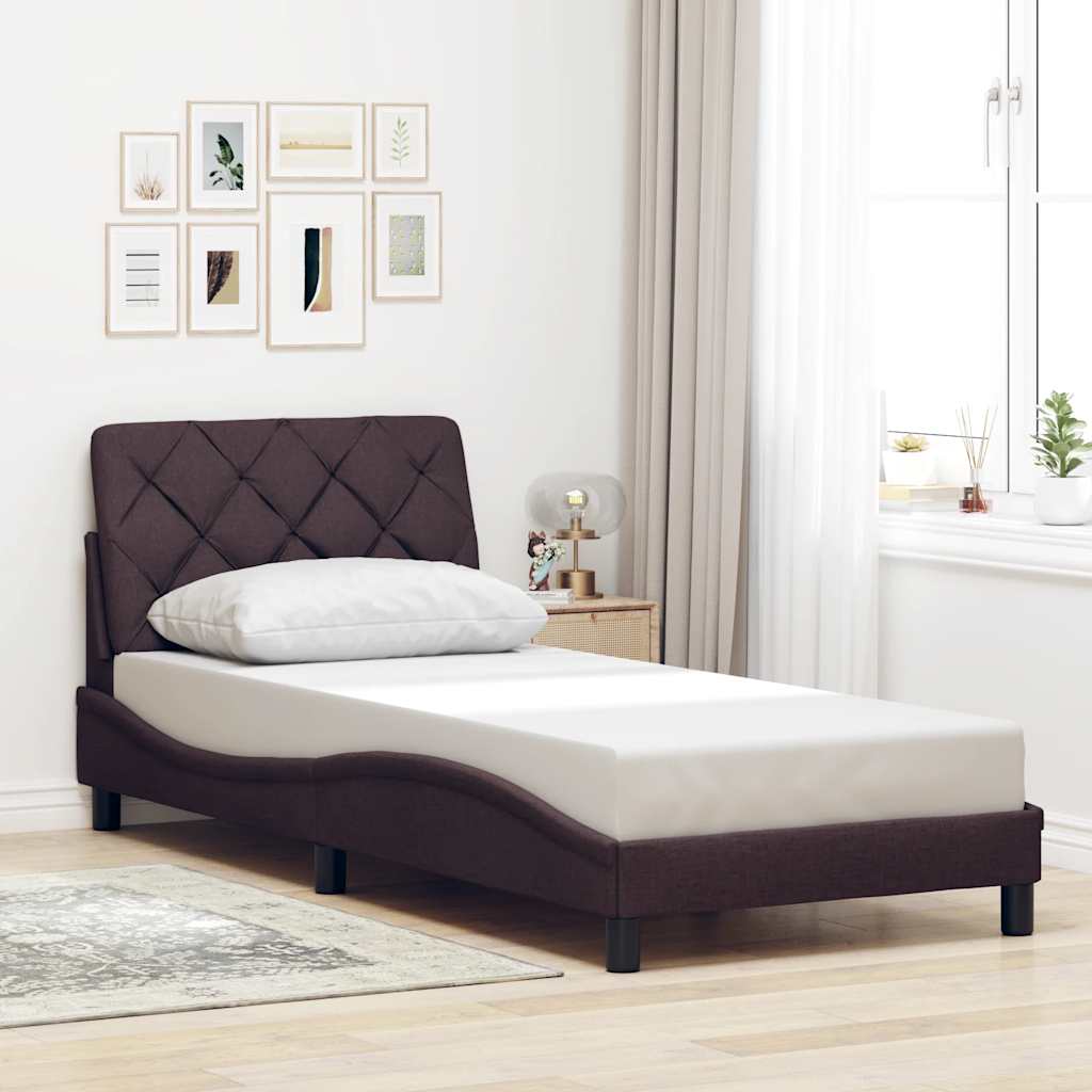 Okvir za krevet s LED rasvjetom bez madraca tamnosmeđi 90x190 cm tkanina