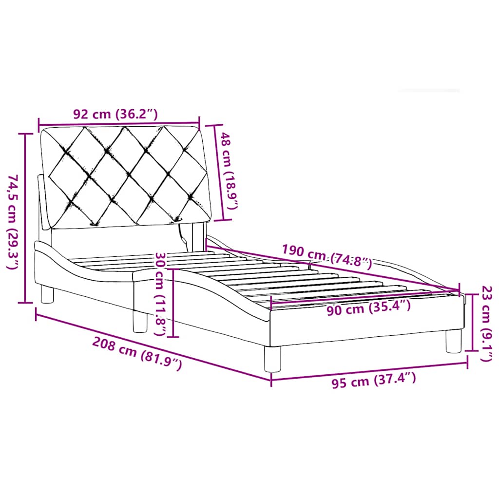 Okvir kreveta s LED-om bez madraca 90x190cm tkanine