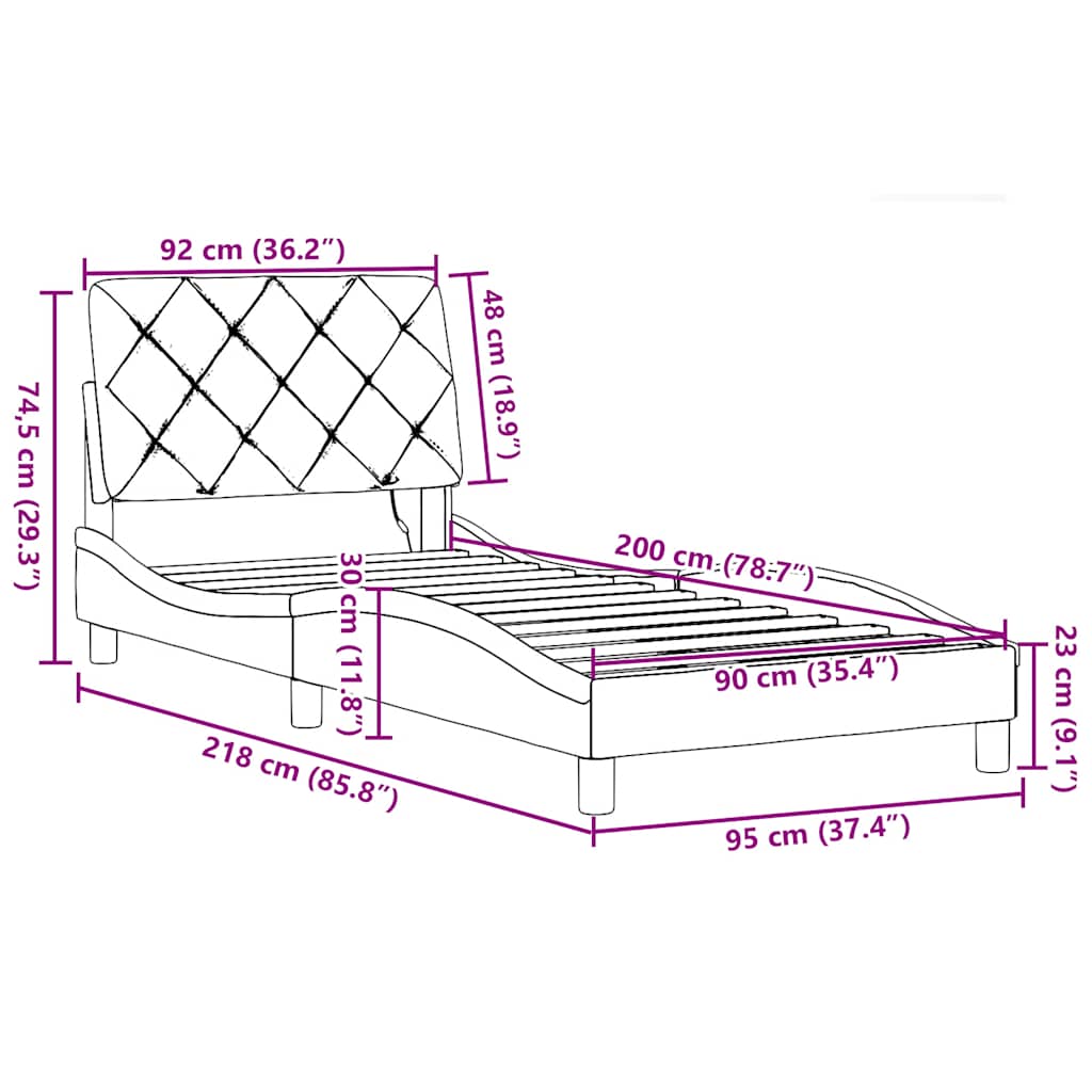 Okvir kreveta s LED-om bez madraca 90x200 cm od tkanine