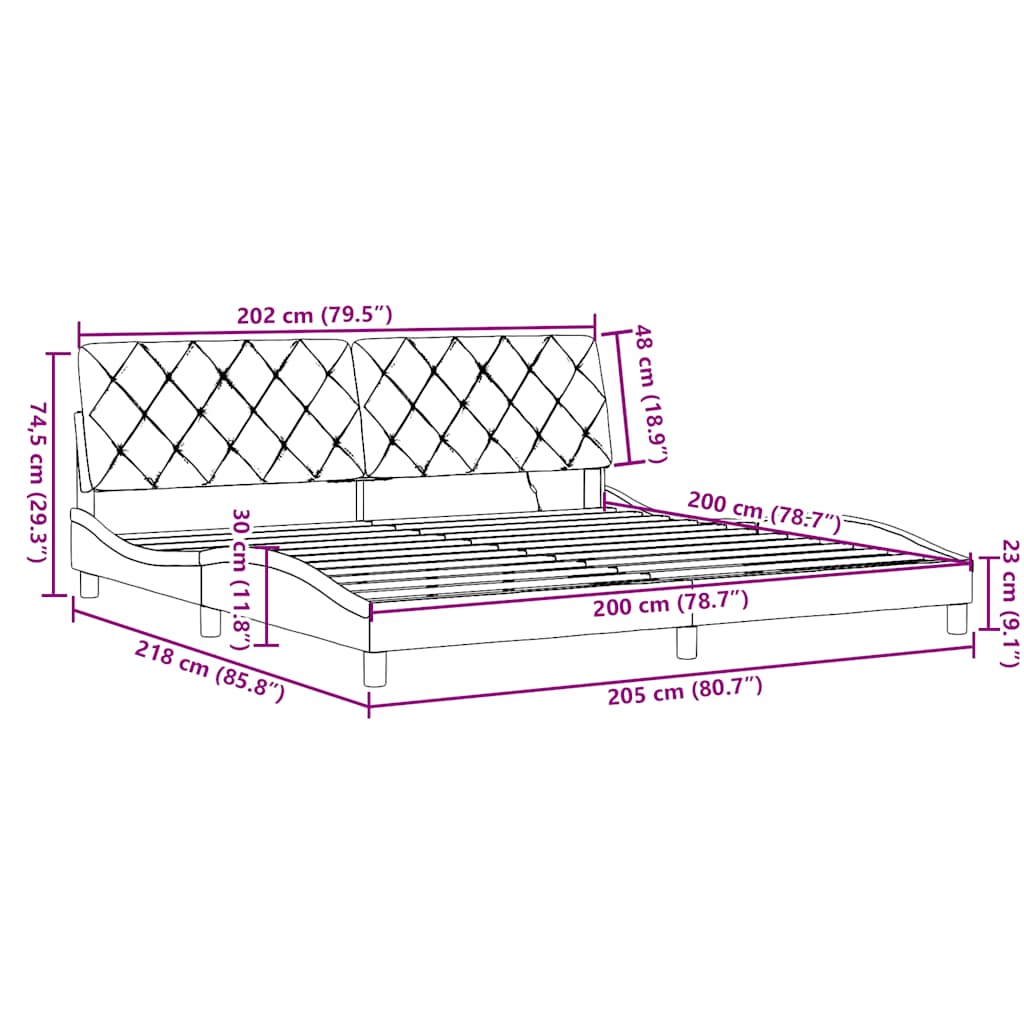 Okvir kreveta s LED-om bez madraca 200x200 cm od tkanine