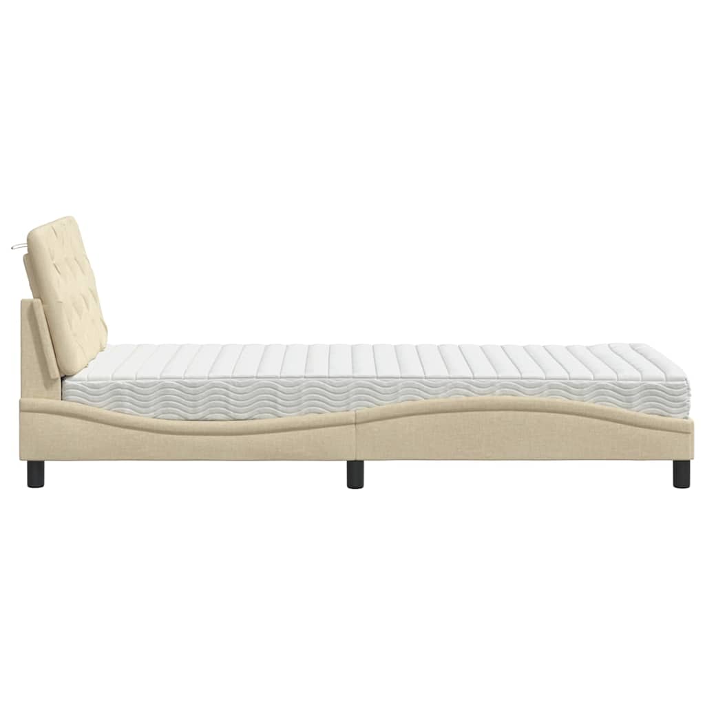 Krevet s madracem krem 80 x 200 cm od tkanine