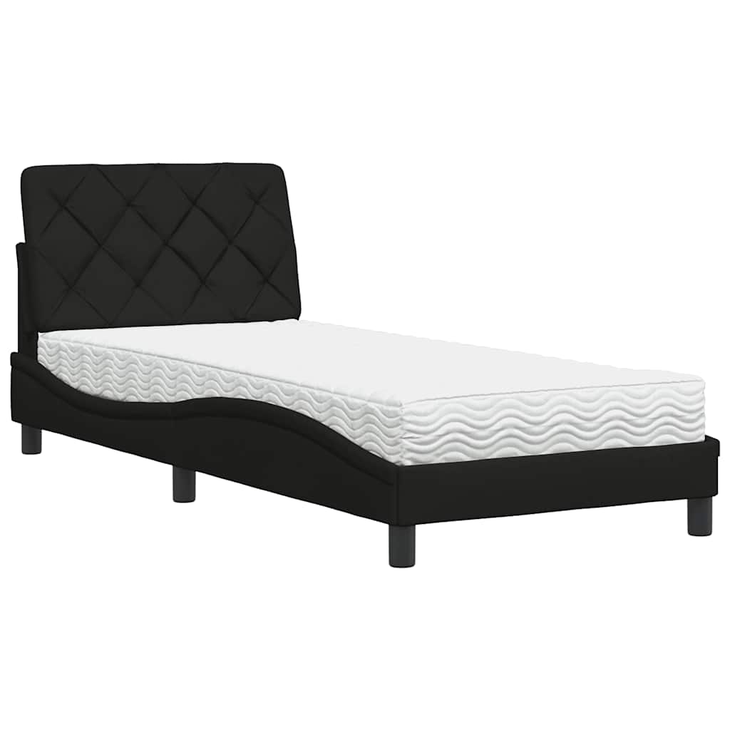 Krevet s madracem crni 90x190 cm od tkanine