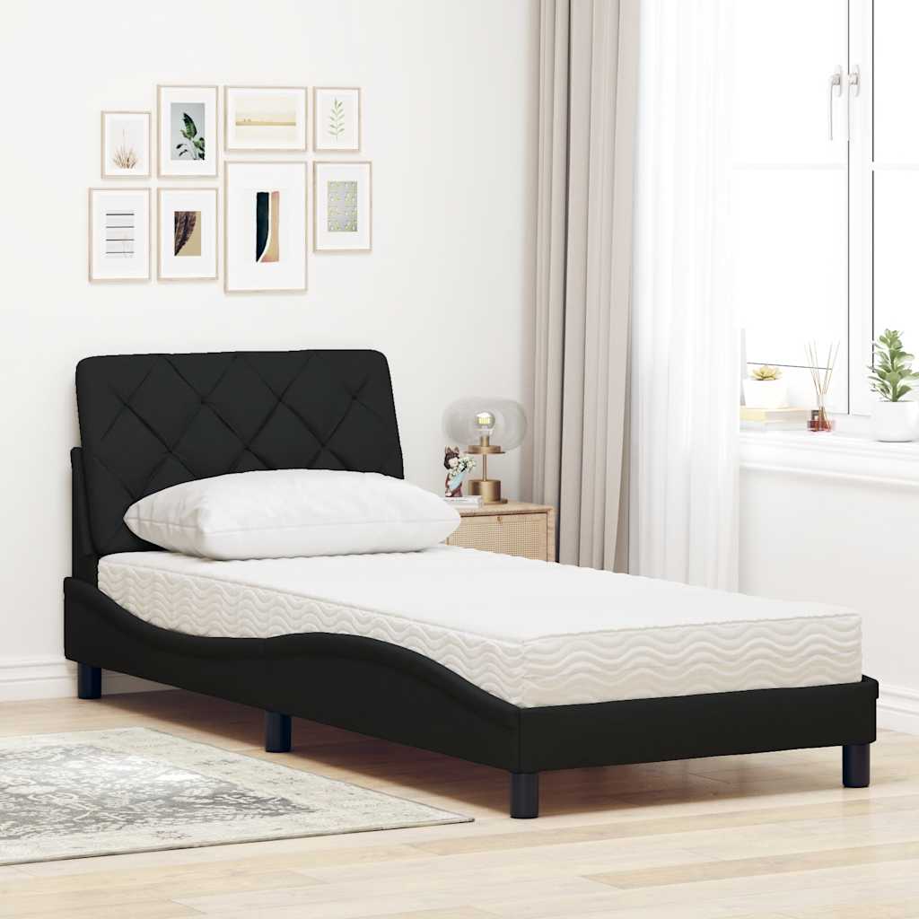 Krevet s madracem crni 90x190 cm od tkanine