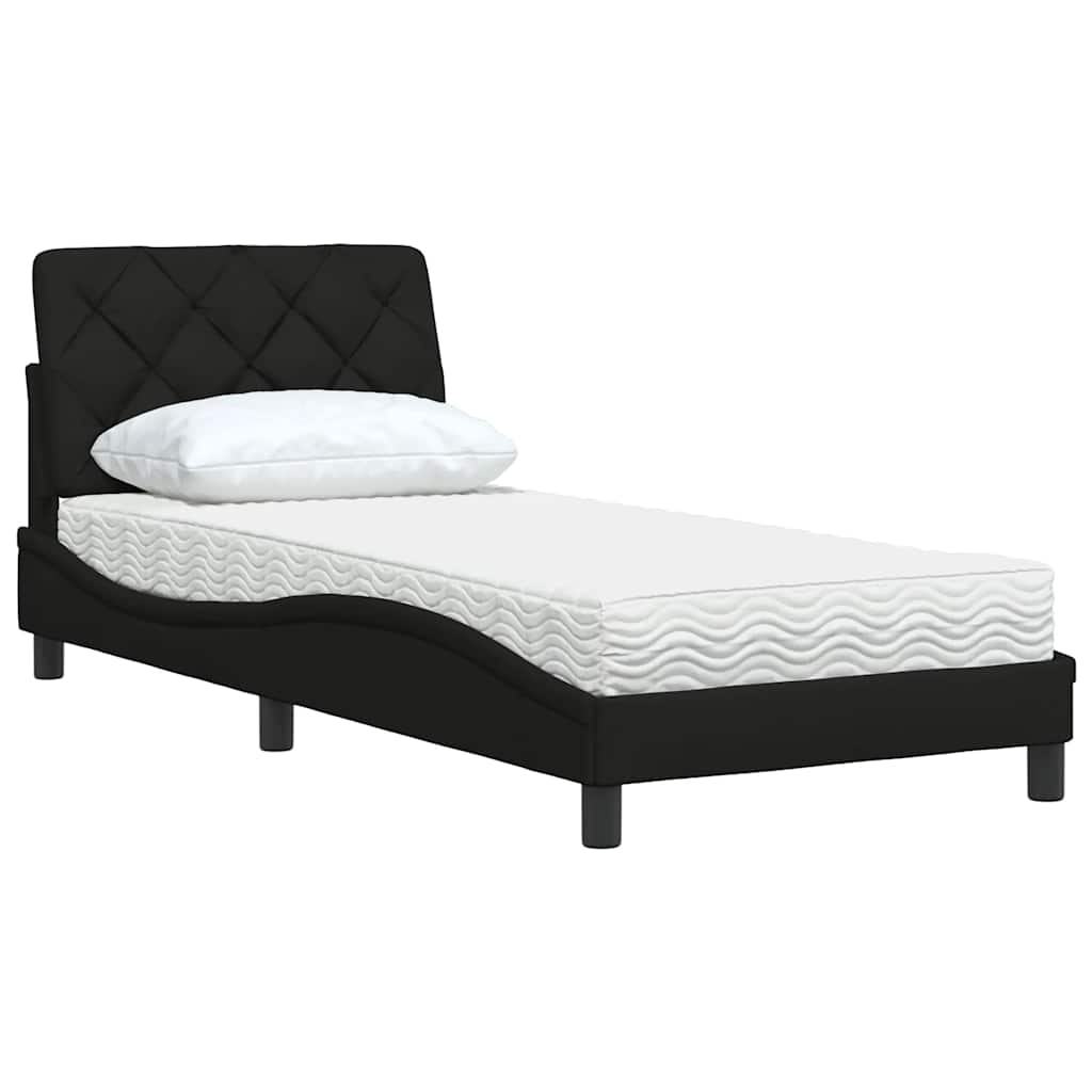 Krevet s madracem crni 90x190 cm od tkanine