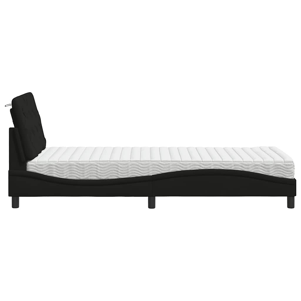 Krevet s madracem crni 90x190 cm od tkanine
