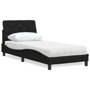 Krevet s madracem crni 90x190 cm od tkanine