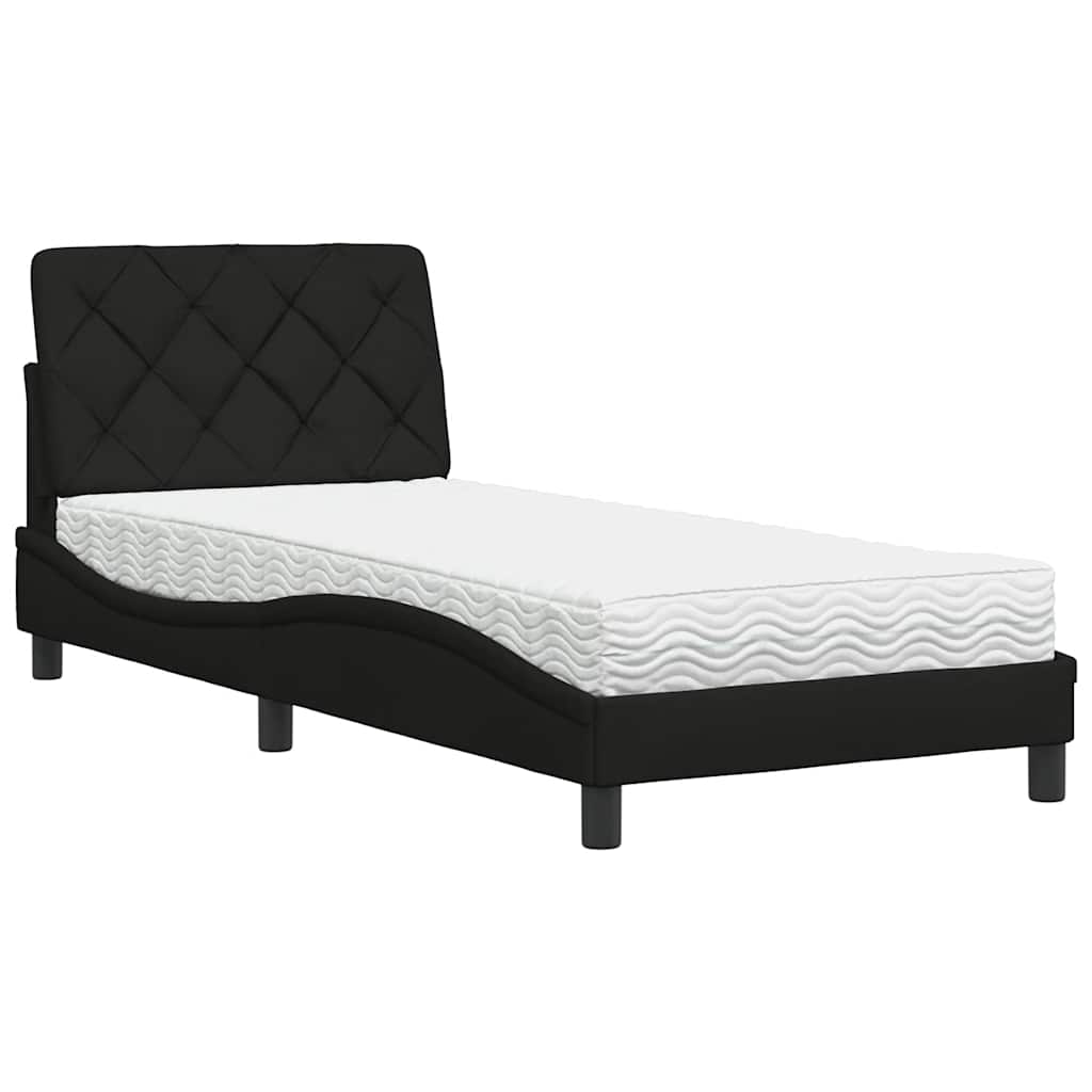 Krevet s madracem crni 90x200 cm od tkanine