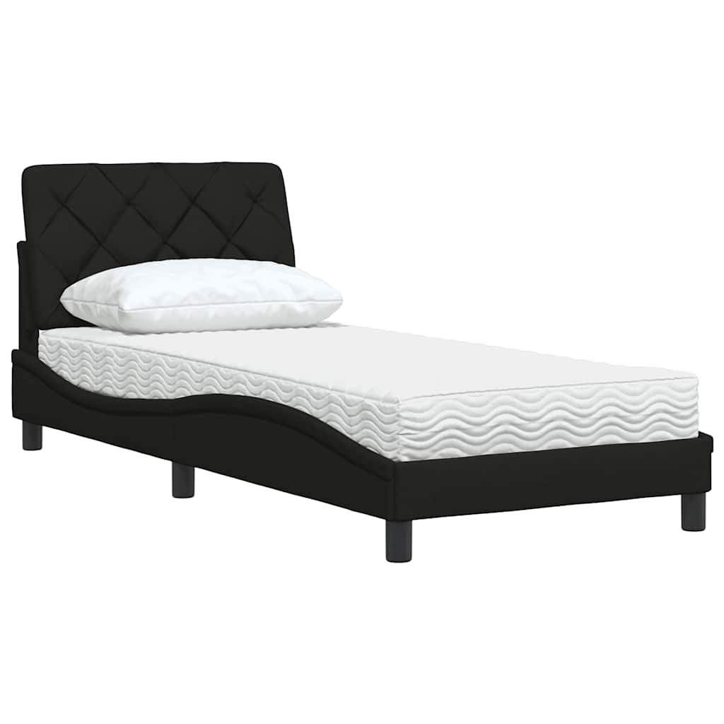 Krevet s madracem crni 90x200 cm od tkanine