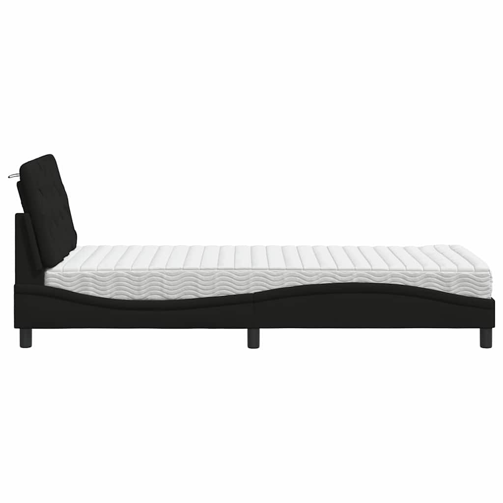 Krevet s madracem crni 90x200 cm od tkanine