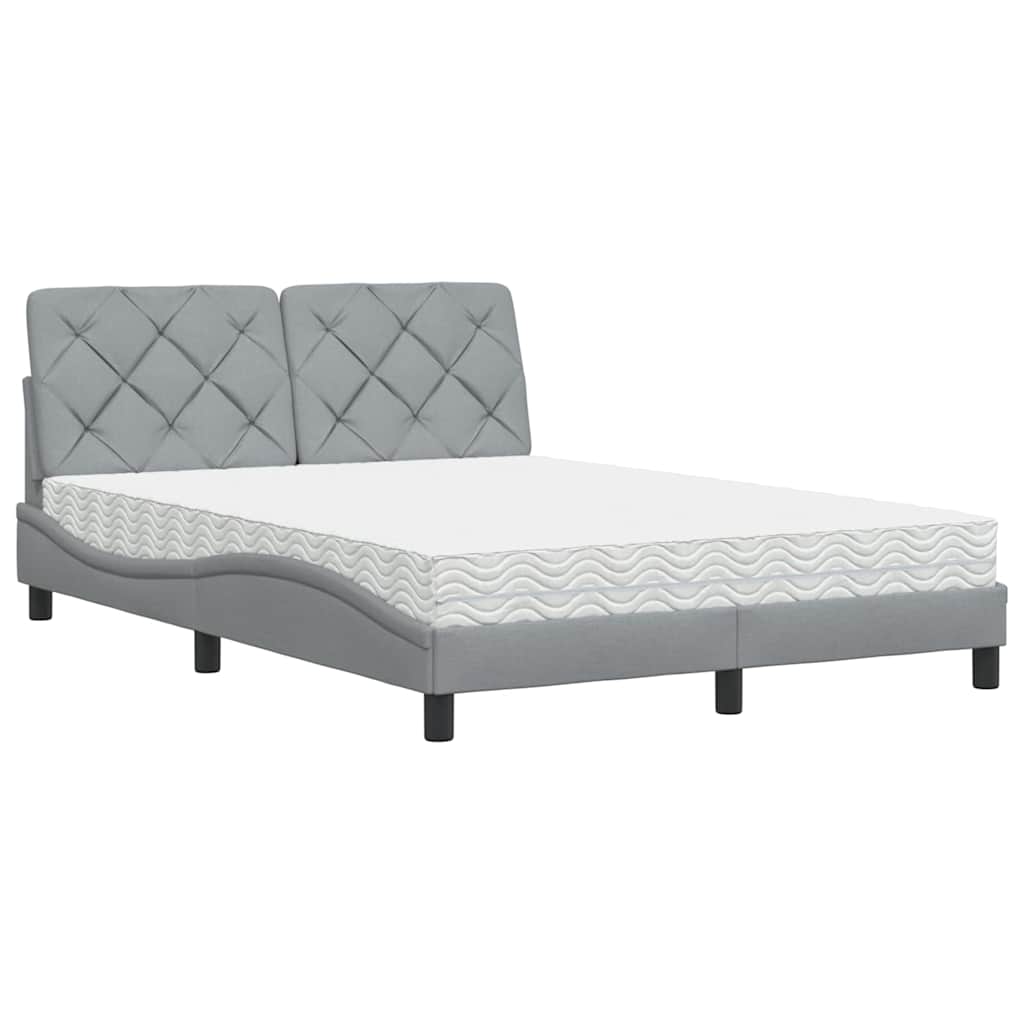 Krevet s madracem svjetlosivi 120 x 200 cm od tkanine