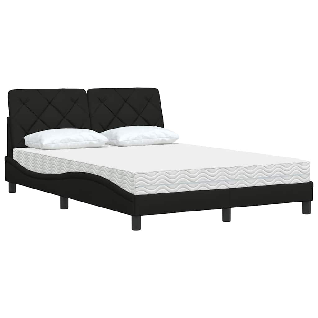 Krevet s madracem crni 120 x 200 cm od tkanine