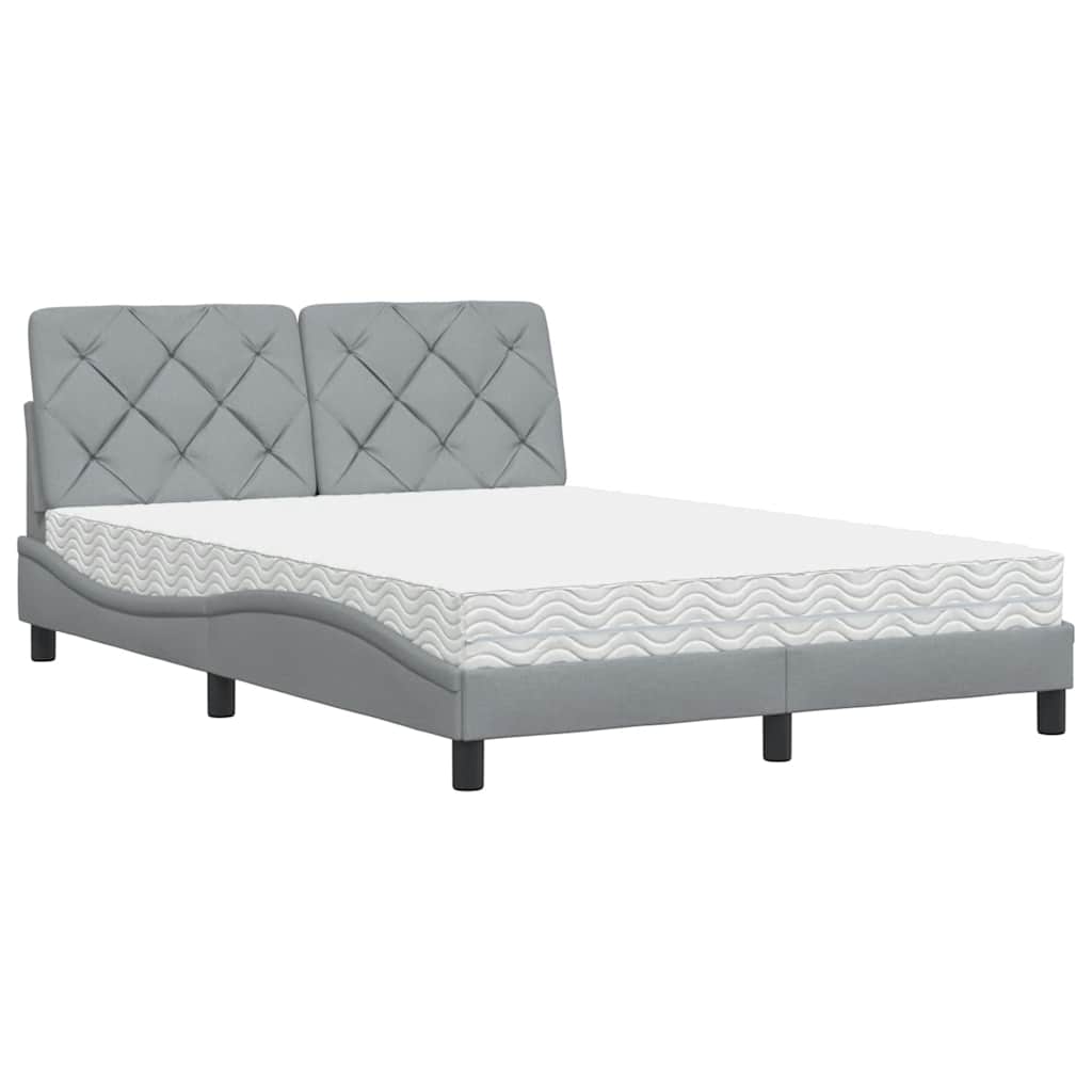 Krevet s madracem svjetlosivi 140x190 cm od tkanine