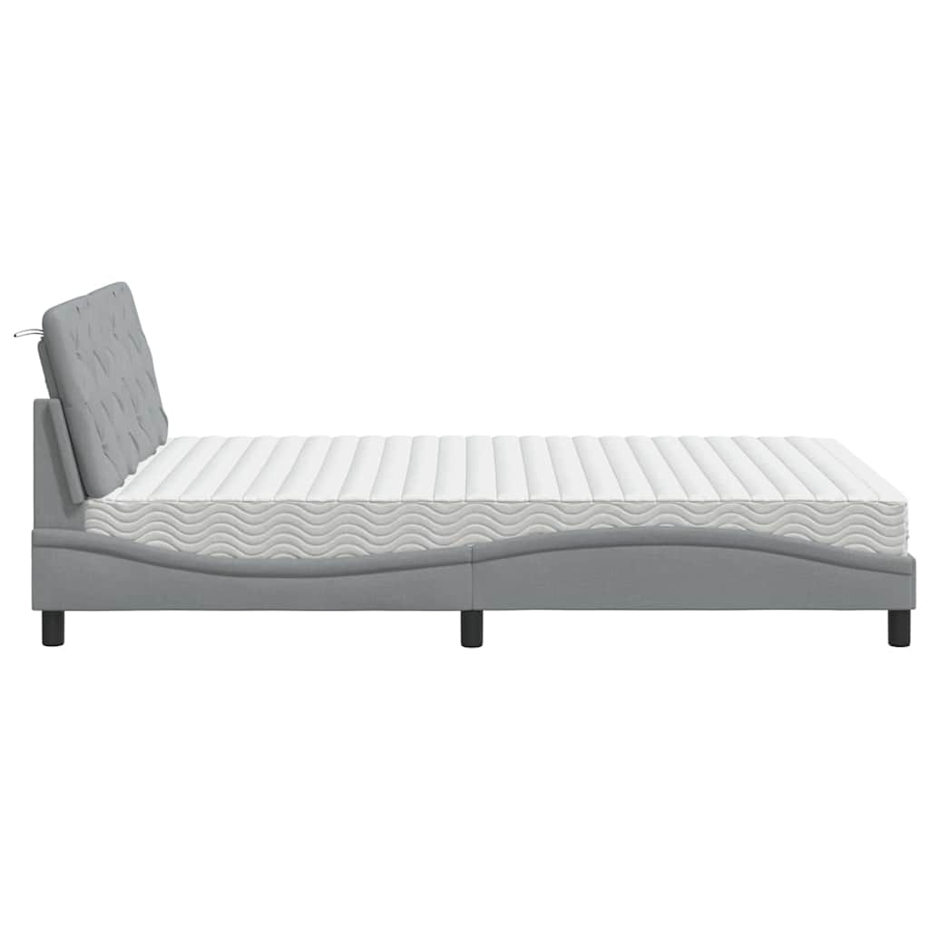 Krevet s madracem svjetlosivi 140x190 cm od tkanine