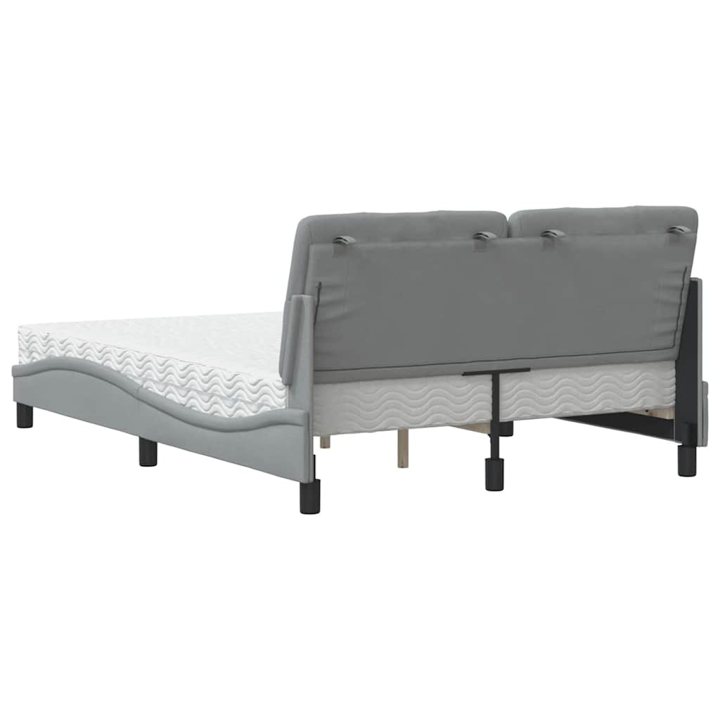 Krevet s madracem svjetlosivi 140x190 cm od tkanine