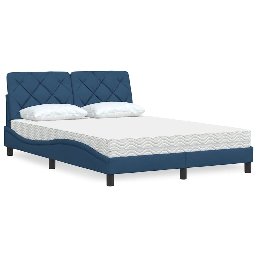 Krevet s madracem plavi 140 x 190 cm od tkanine