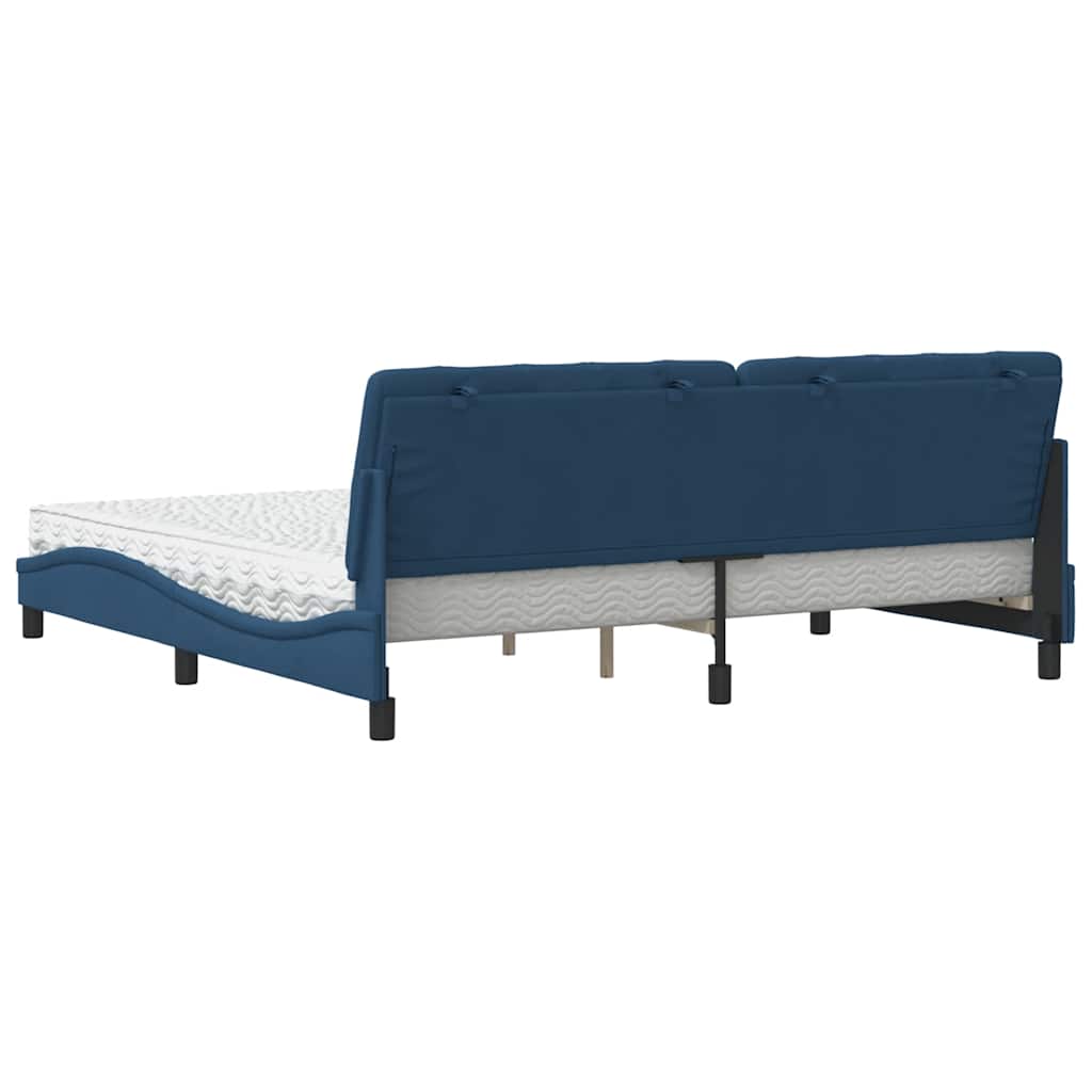 Krevet s madracem plavi 200 x 200 cm od tkanine