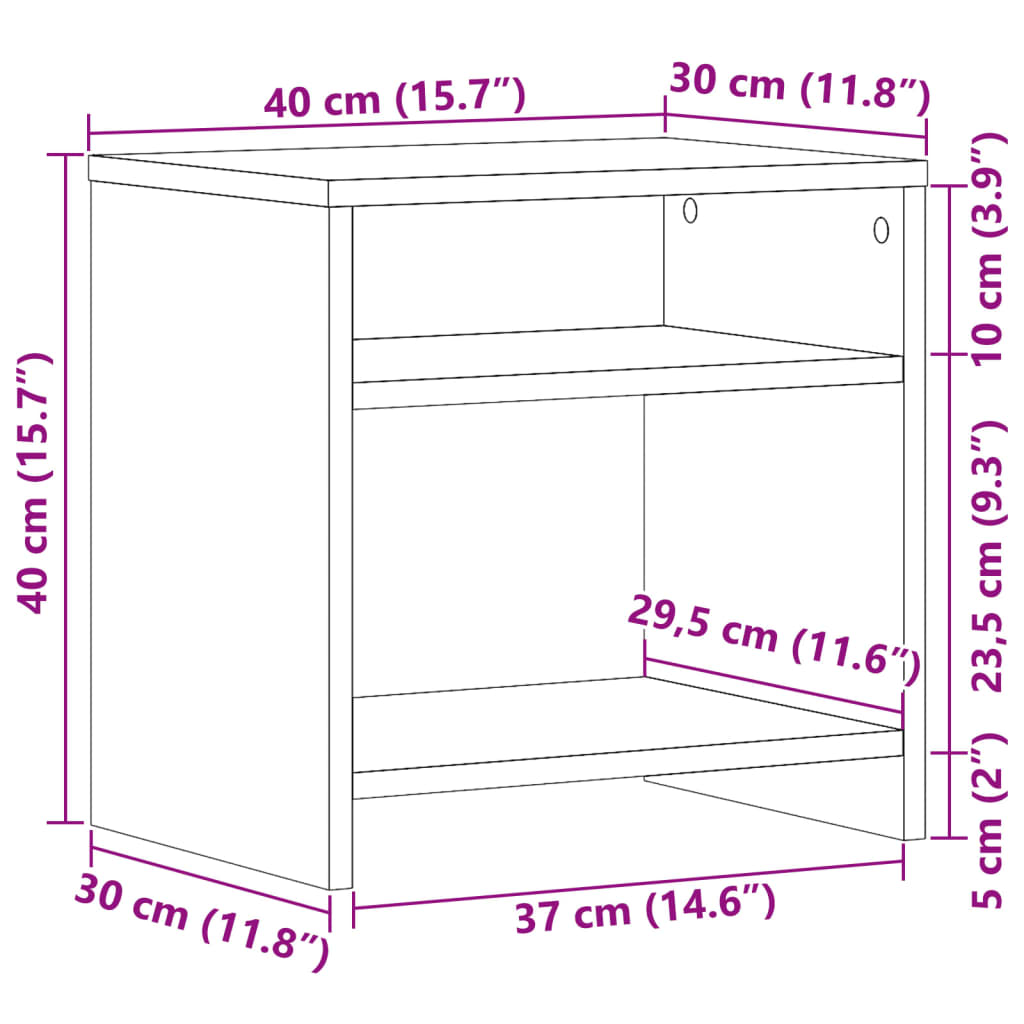Noćni ormarići 2 kom boja drva 40x30x40 cm konstruirano drvo