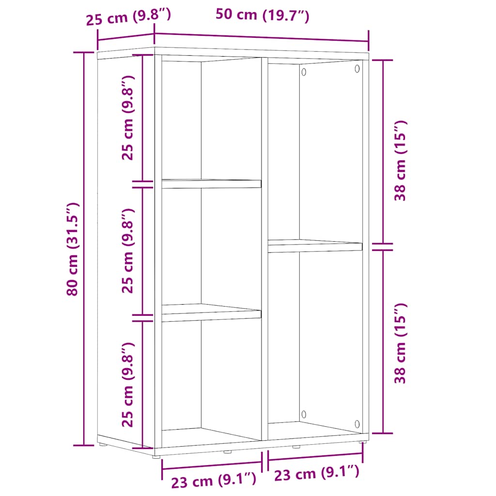 Ormarić za knjige staro drvo 50x25x80 cm konstruirano drvo