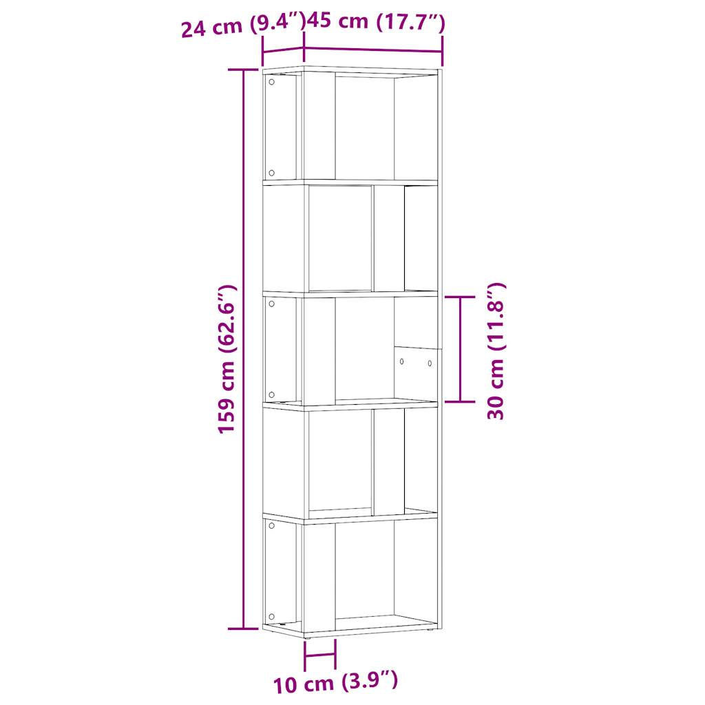 Ormar za knjige staro drvo 45x24x159 cm konstruirano drvo