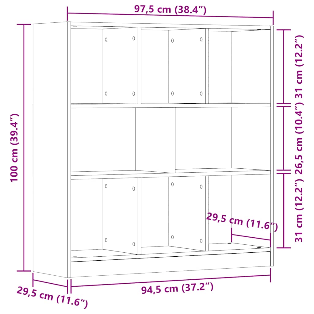 Ormar za knjige staro drvo 97,5x29,5x100 cm konstruirano drvo