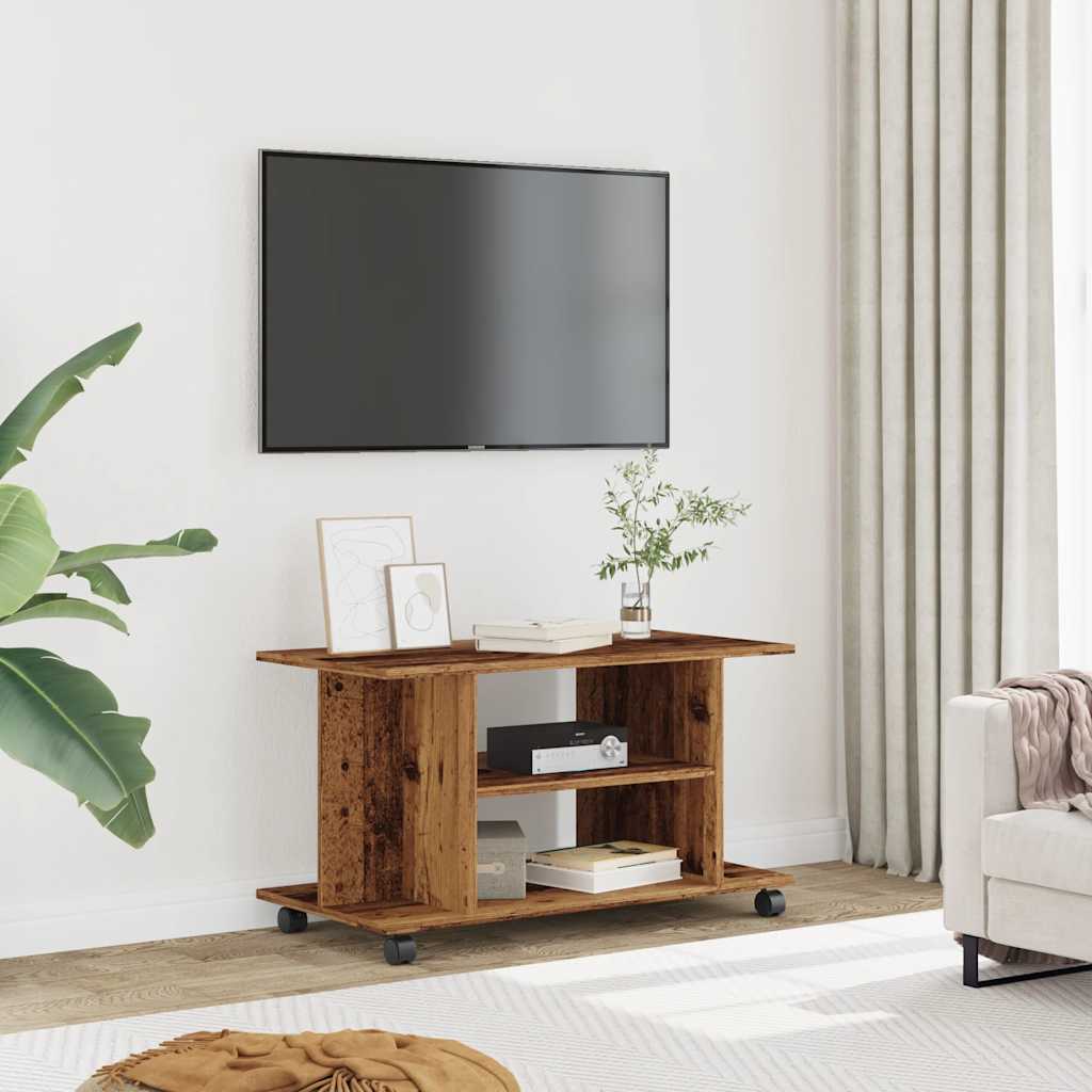 TV ormarić s kotačićima staro drvo 80x40x45cm konstruirano drvo
