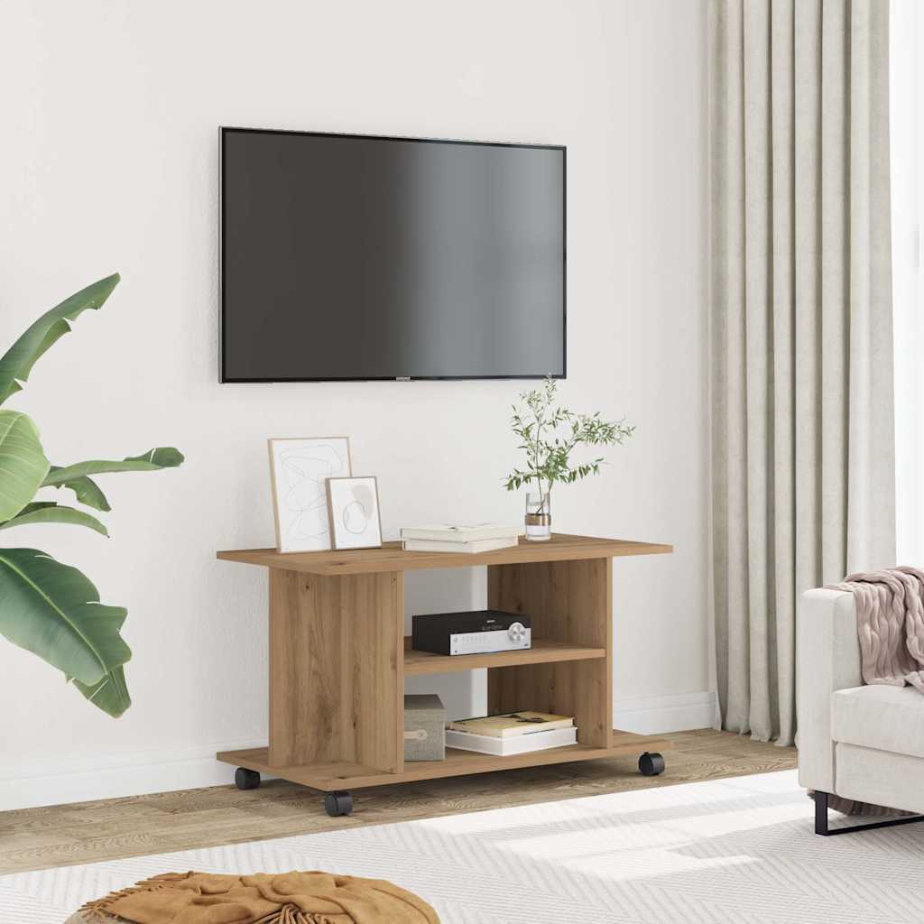 TV ormarić s kotačima boja betona 80x40x45 cm konstruirano drvo