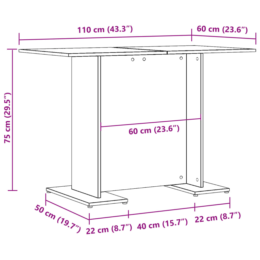 Blagovaonski stol boja staro drvo 110x60x75cm konstruirano drvo
