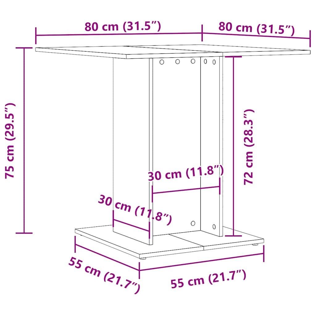 Blagovaonski stol Artisan hrast 80x80x75 cm izrađeno drvo