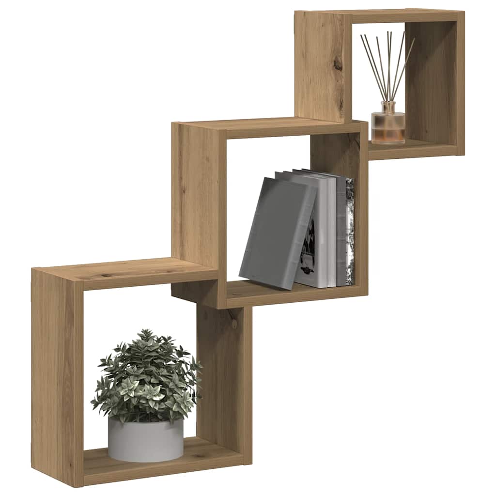Kockaste zidne police boja hrasta 68x15x68 cm konstruirano drvo