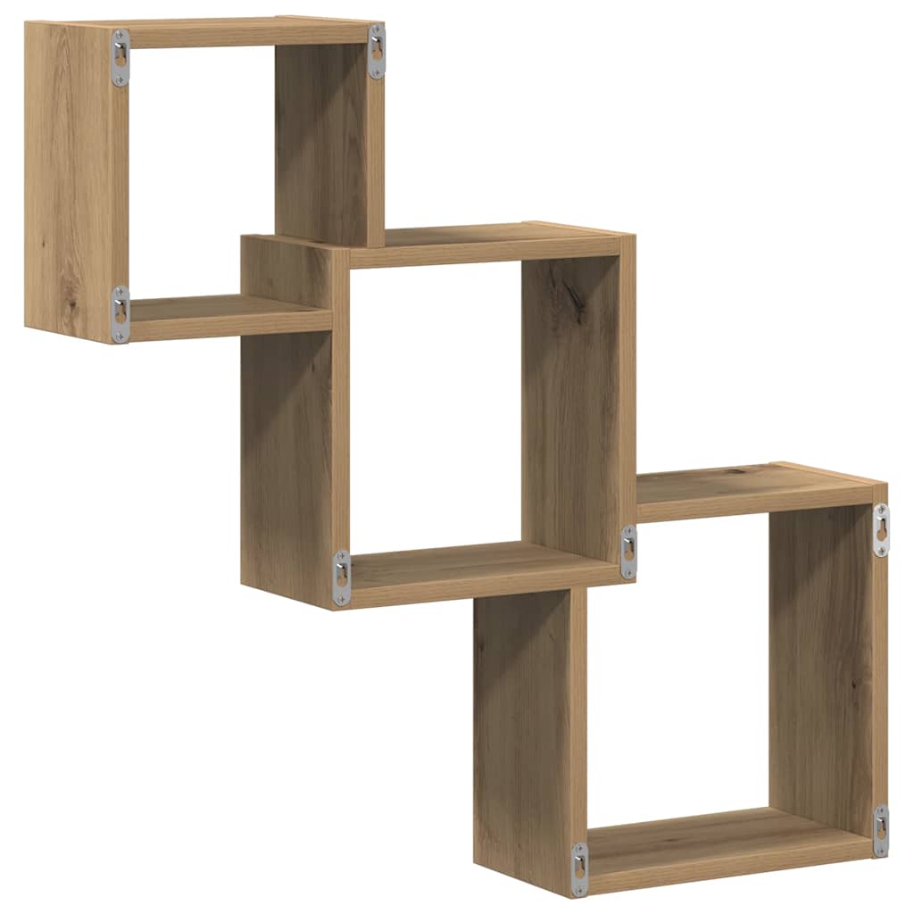 Kockaste zidne police boja hrasta 68x15x68 cm konstruirano drvo