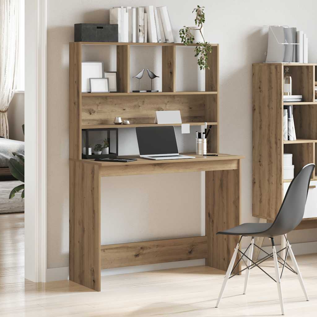 Radni stol s policama boja hrasta artisan 102x45x148 cm drveni
