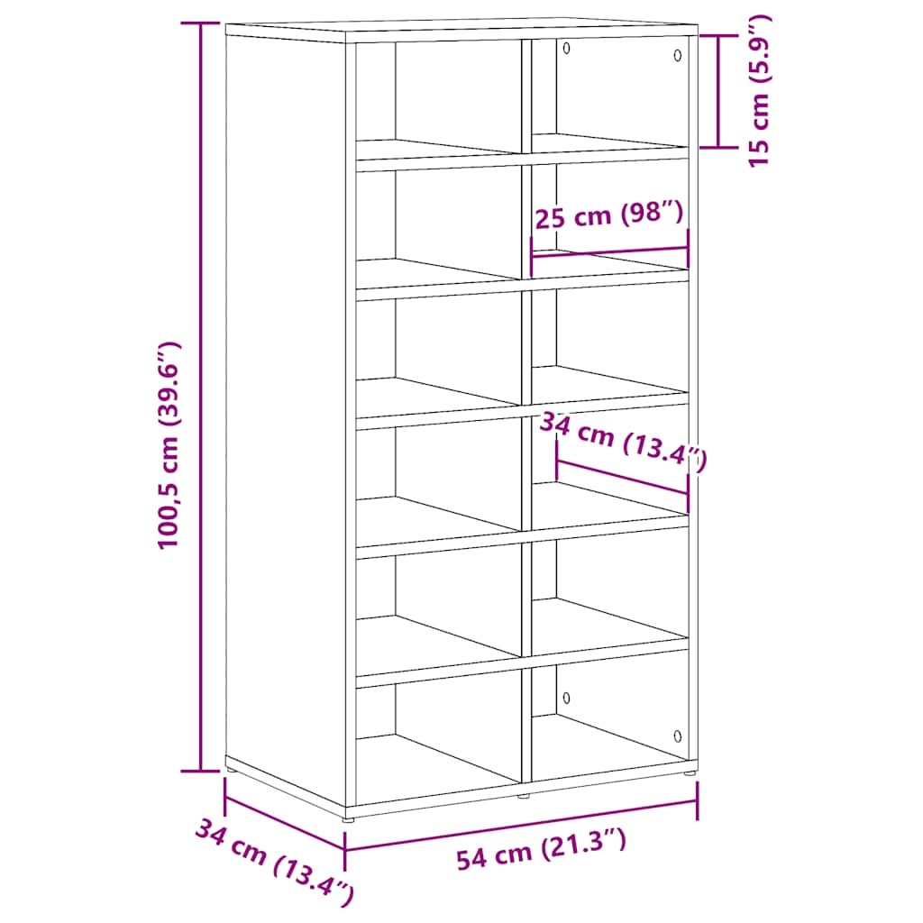 Stalak za cipele staro drvo 54x34x100,5 cm konstruirano drvo