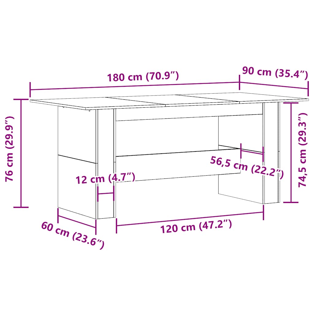 Blagovaonski stol staro drvo 180x90x76 cm konstruirano drvo