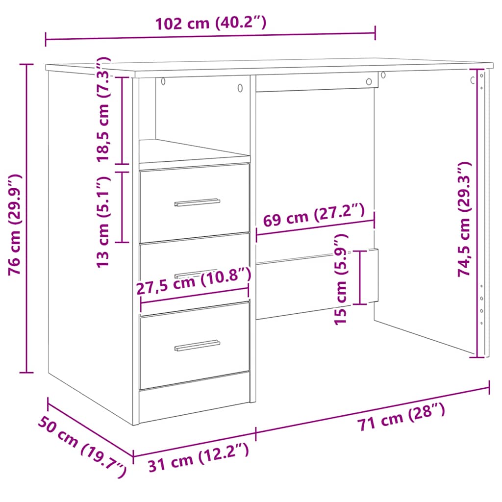 Stol staro drvo 102x50x76 cm konstruirano drvo