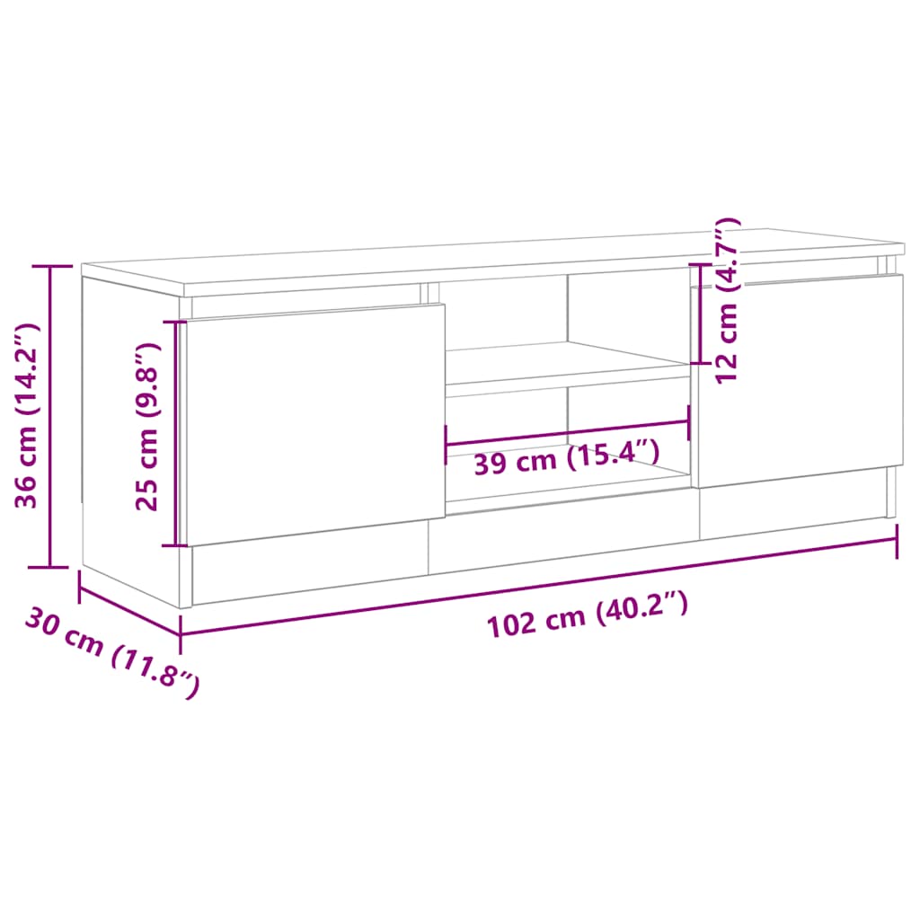 TV ormarić staro drvo 102x30x36 cm konstruirano drvo