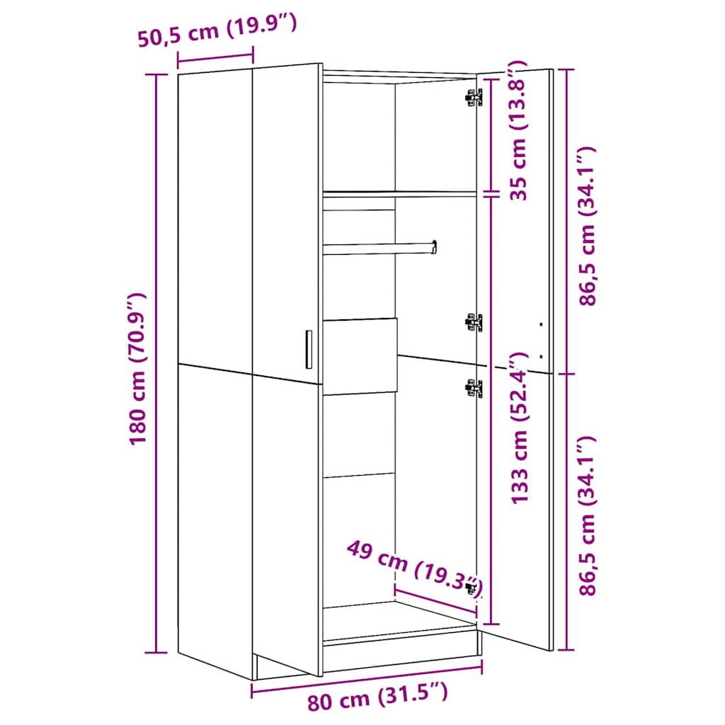 Ormar Staro drvo 80x52x180 cm Konstruirano drvo