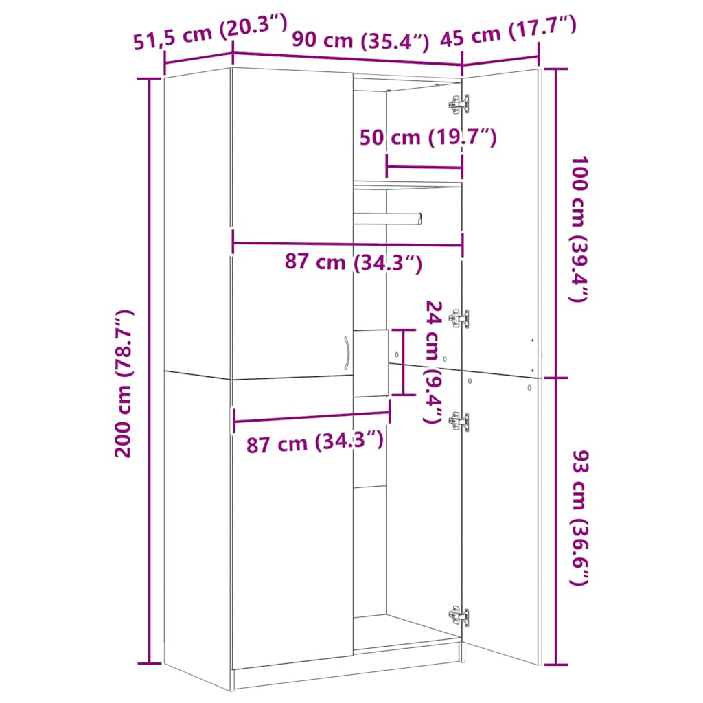Ormar staro drvo 90x52x200 cm konstruirano drvo