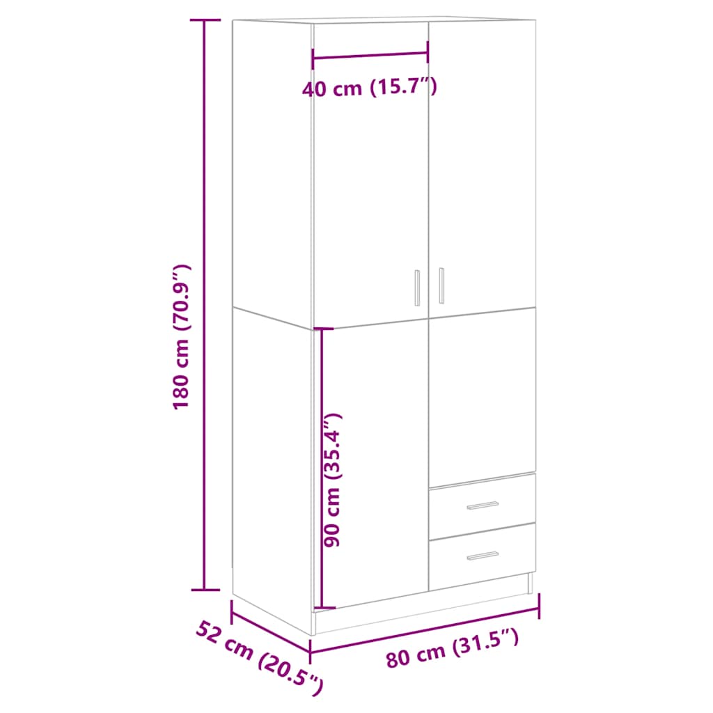 Ormar Staro drvo 80x52x180 cm Konstruirano drvo