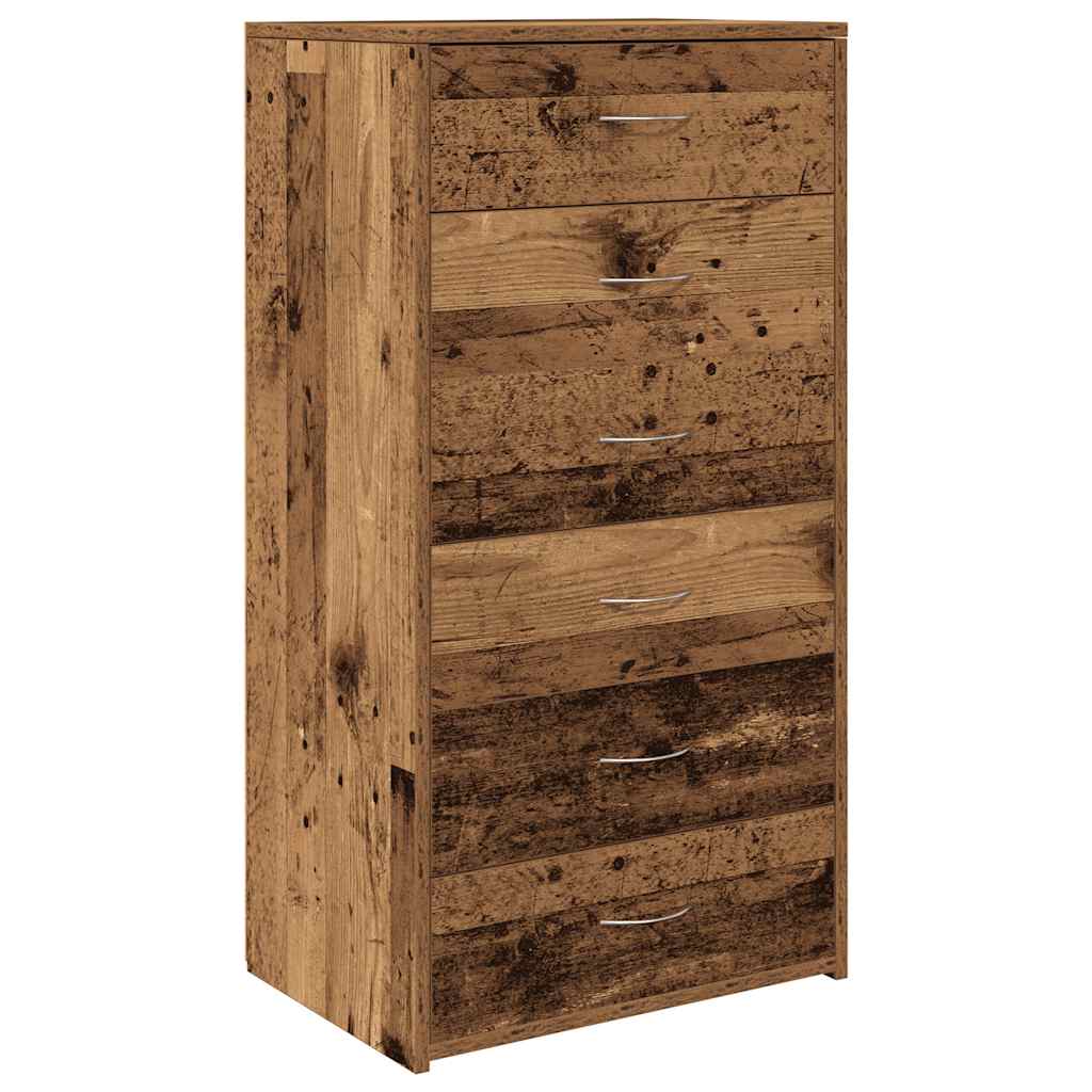 Komoda sa 6 ladica staro drvo 50x34x96 cm konstruirano drvo