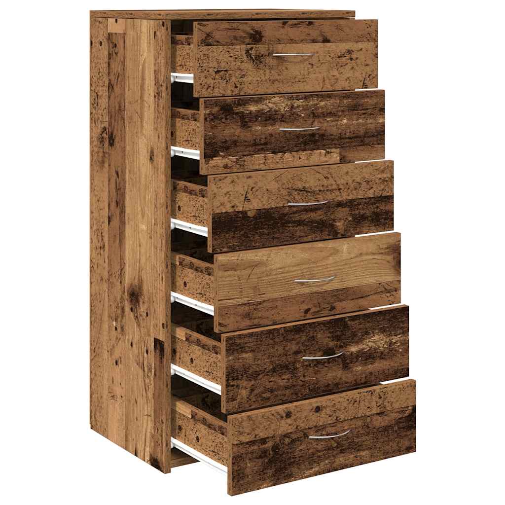 Komoda sa 6 ladica staro drvo 50x34x96 cm konstruirano drvo